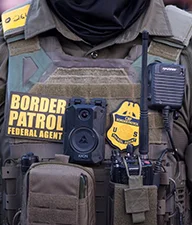 Border Patrol agent's vest with a body-worn camera